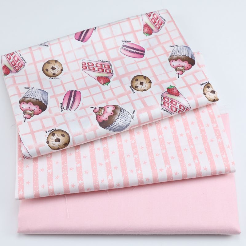 幼儿园宝宝三件套面料 儿童被套床品布料 全棉布卡通蛋糕斜纹布料