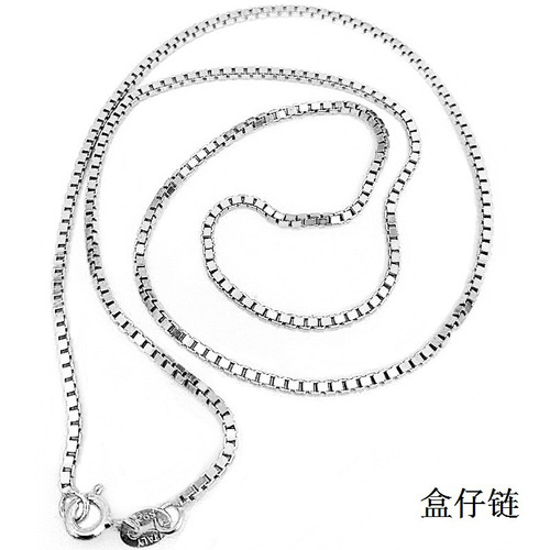 S925 sterling silver box chain necklace jewelry pendant with chain box chain clavicle chain single chain Japanese and Korean simple wholesale