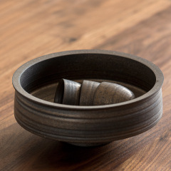 鐵鏽釉大號茶洗鎏金釉水盂杯洗陶瓷收納建水茶藝花插茶道配件