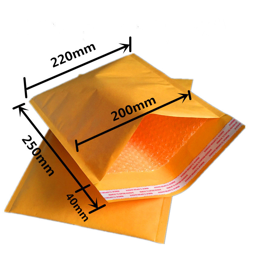 国内外小包快递袋多尺寸 黄色牛皮纸气泡信封220X250mm整箱320个