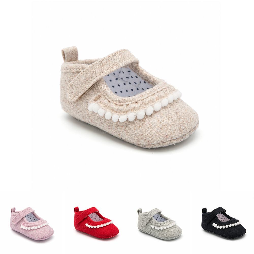 Solid color lace baby toddler shoes Joker dress baby shoes soft bottom hook and loop babyshoes a generation of hair