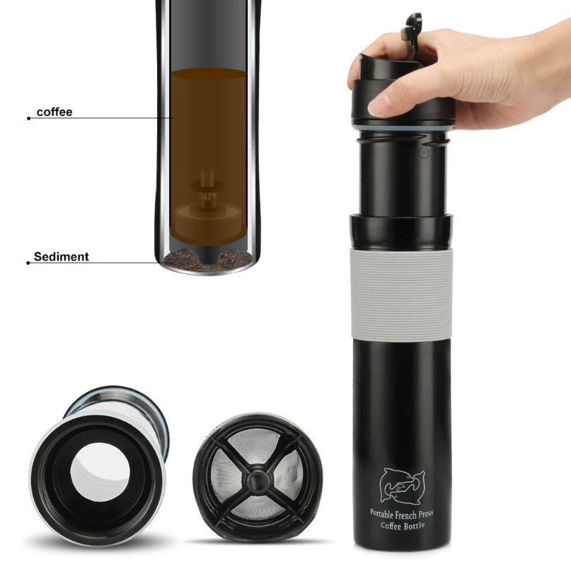 Французский пресс горшок ручной кофейник портативный чай фруктовая чашка ежедневный фильтр из нержавеющей стали внешняя торговля портативный кофейник