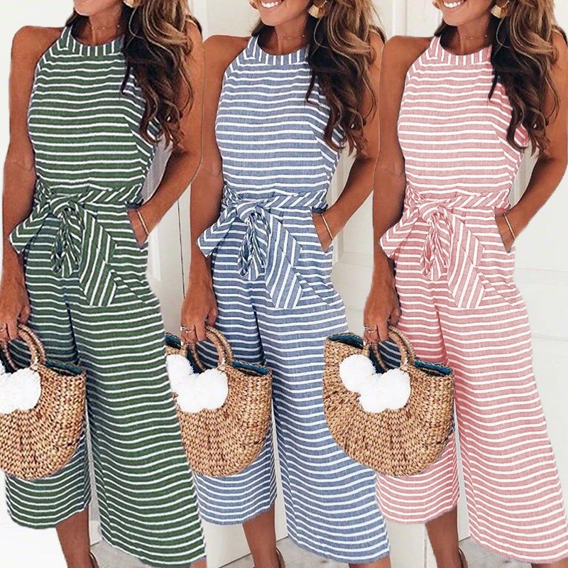 Women's Holiday Daily Streetwear Stripe Jumpsuits display picture 22