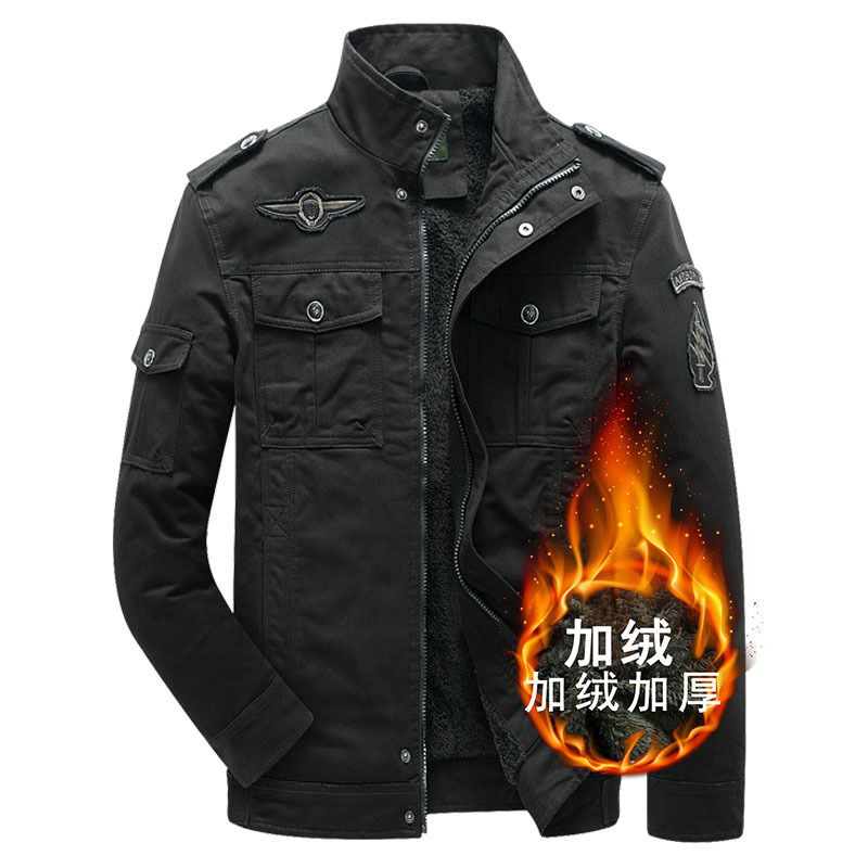 Cross-border Men's plus size Washed Jacket Outdoor Autumn and Winter fleece-lined Thickened Men's Pure Cotton Jacket Coat Business Men's Clothing