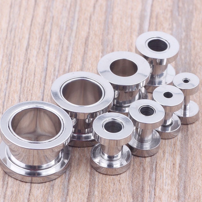 10mm Colored Pulley Ear Expander, Stainless Steel/Titanium Steel Ear Piercing Jewelry, Hollow Taper Earrings detail image 10