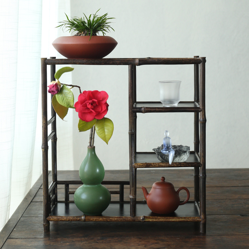 紫韻桌面茶棚杯架多寶閣精品茶具收納展示架博古架日本茶道零配