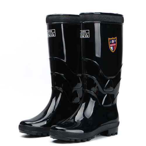 Black Industrial Mine Waterproof Boots Tall Worker Rain Boots Work Safety Men Durable Slip-Resistant Insulated Rain Boots Factory Wholesale