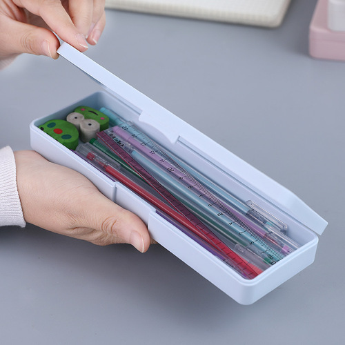 Nordic style simple plastic stationery box student storage pencil box student multi-functional square large space pencil box