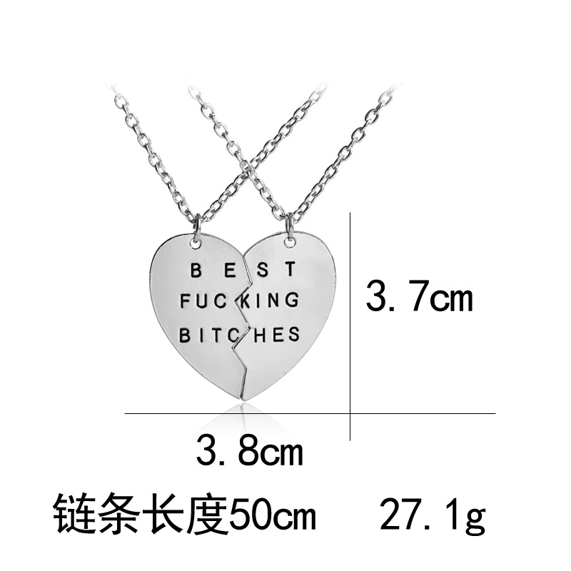 Love Drop Oil Alphabet Necklace Clavicle Chain Love Splicing Good Friend Necklace Wholesale Nihaojewelry display picture 1