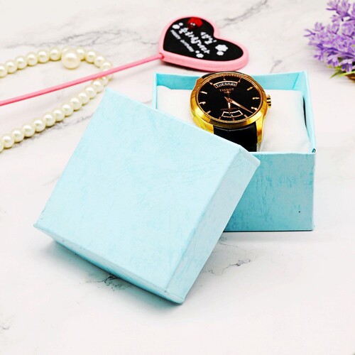 Factory direct sales solid color jewelry box watch square packaging box heaven and earth cover ring necklace jewelry box hot stamping logo