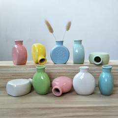 Round Ceramic Aroma Diffuser Bottle Creative Small Flower Vase Simple Home Decor Accessory Mini Pink Blue Green White Yellow