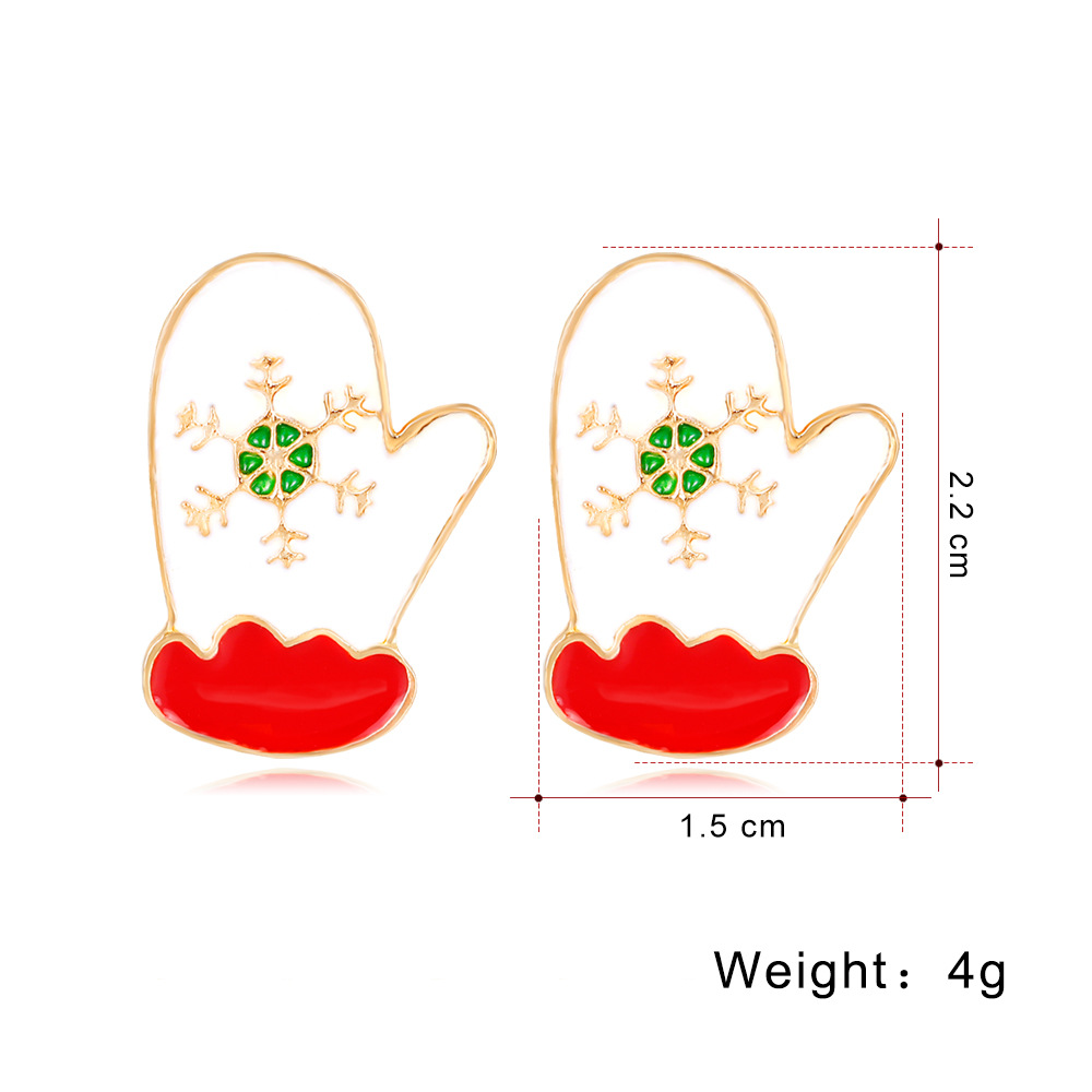 Cute Christmas Tree Apple Snowman Alloy Plating Rhinestones Women's Ear Studs 1 Pair display picture 10