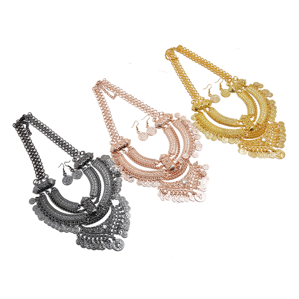 Solid Color Pattern Retro Ethnic Style Solid Color Resin Alloy Wholesale Earrings Necklace
