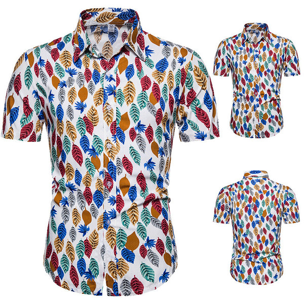 Hawaiian high quality cotton short sleeve Lapel shirt