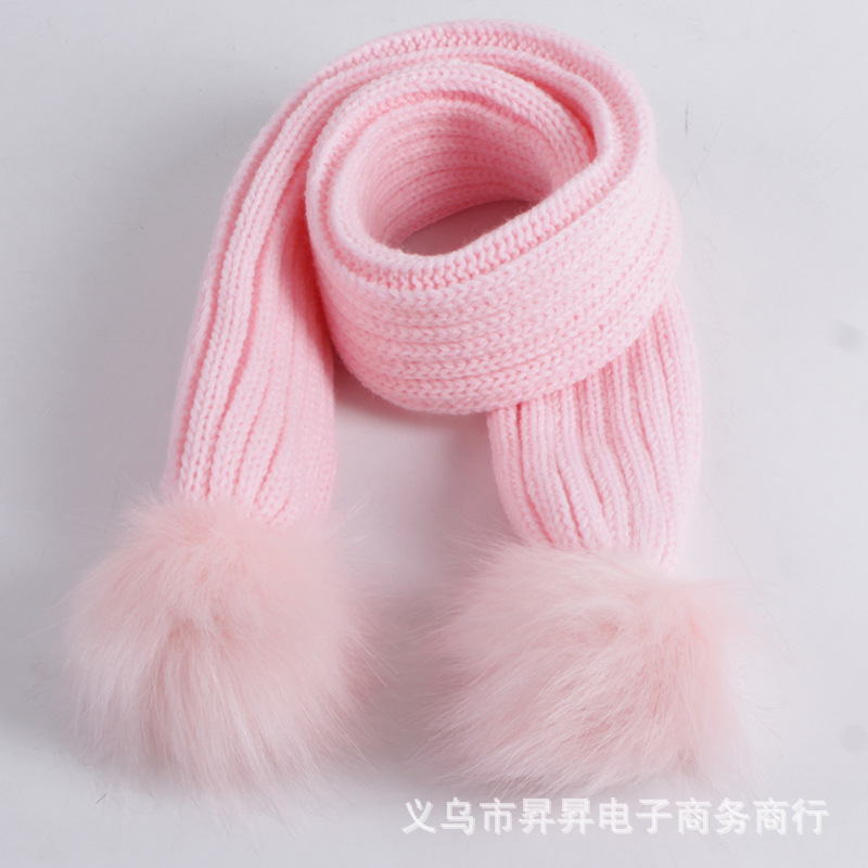 스트레이트 컬러 볼 핑크 스카프