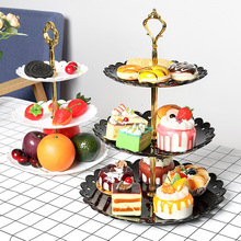 欧式三层蛋糕盘点心架甜品盘客厅水果盘婚礼蛋糕盘生日派对蛋糕架