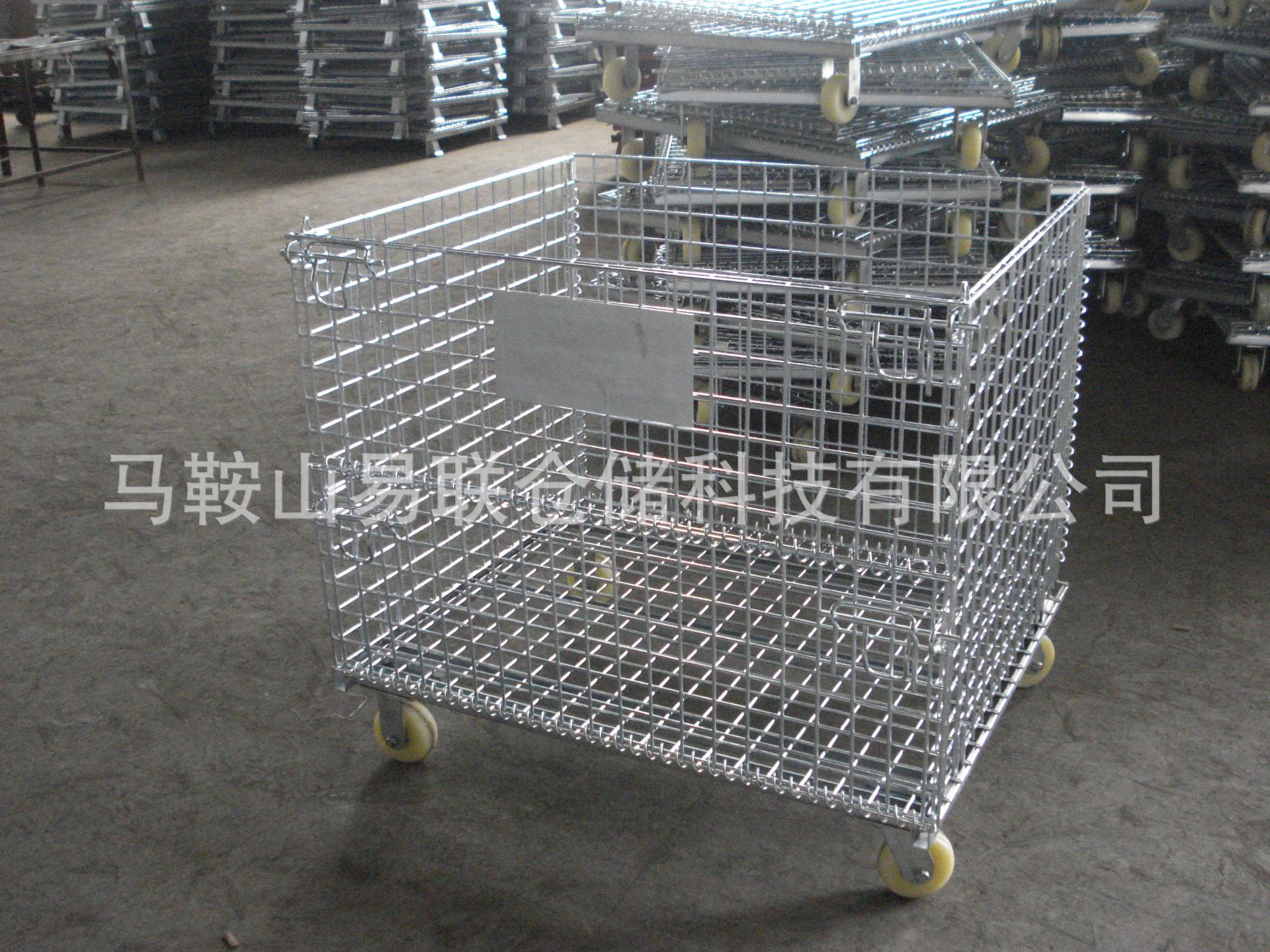 易联Q235仓储笼 可加脚轮 仓库笼 可折叠铁笼 表面镀锌 可堆垛