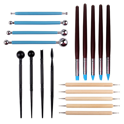 跨境亚马逊新款陶艺泥塑工具压痕笔硅胶笔多款多功能雕刻组合套装|ms