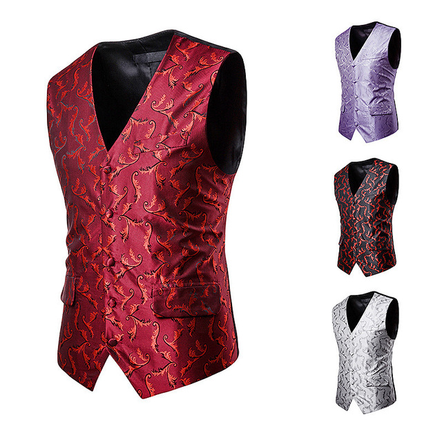 New men’s casual vest with single breasted print in autumn and winter
