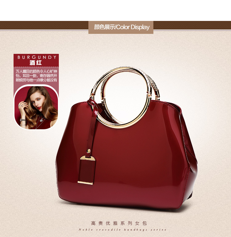 Large Pu Leather Fashion Dome Bag Handbag display picture 2