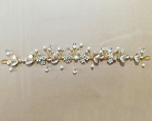 Hairpin hair clip hair accessories for women handmade alloy little flower ornament alloy leaf pearl head wedding dress headdress