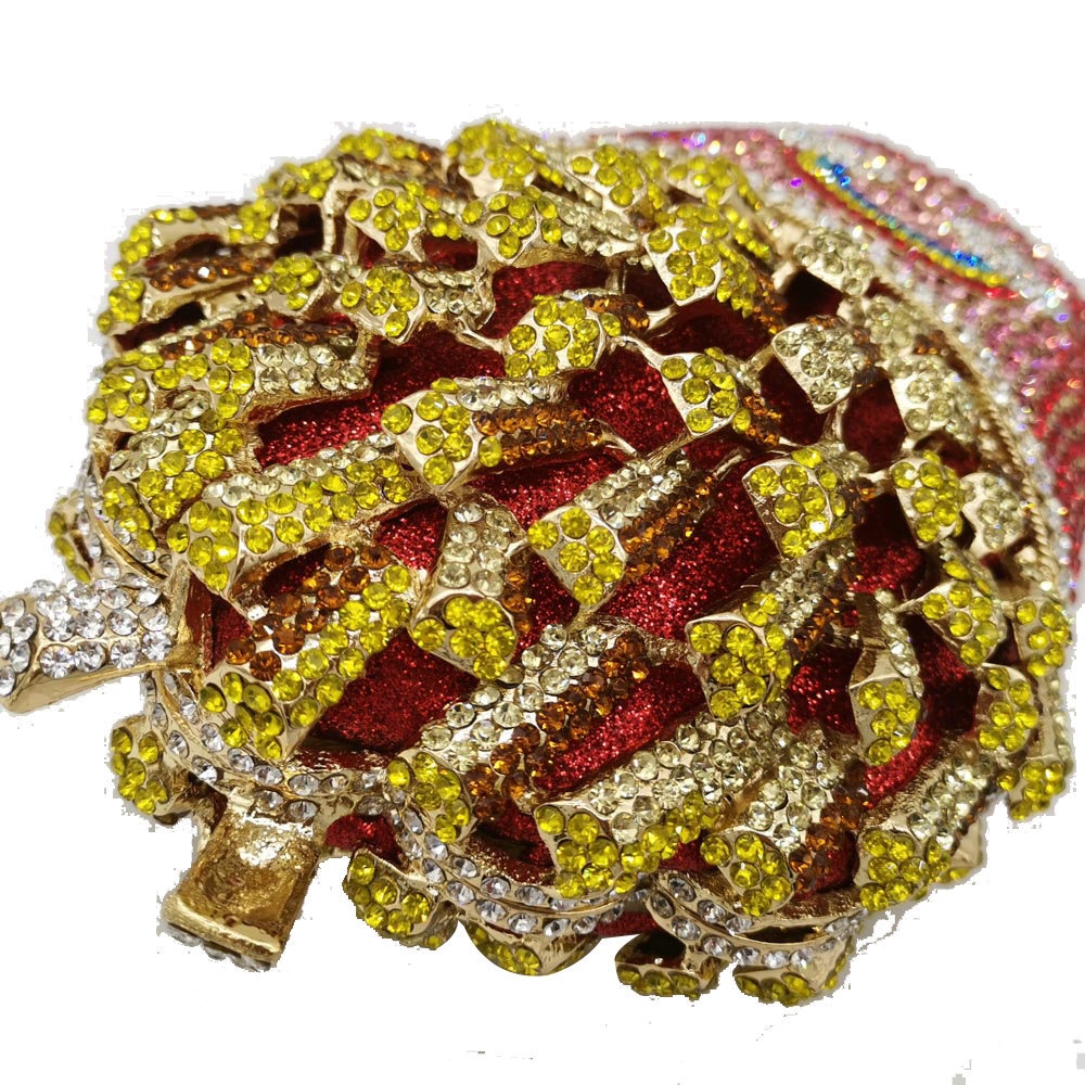 Fgg Européen Et Américain En Métal Femmes De Diamants Sac Français Frites Forme Motif Arc-en-gem Sac Dîner Sac Strass Embrayage display picture 5