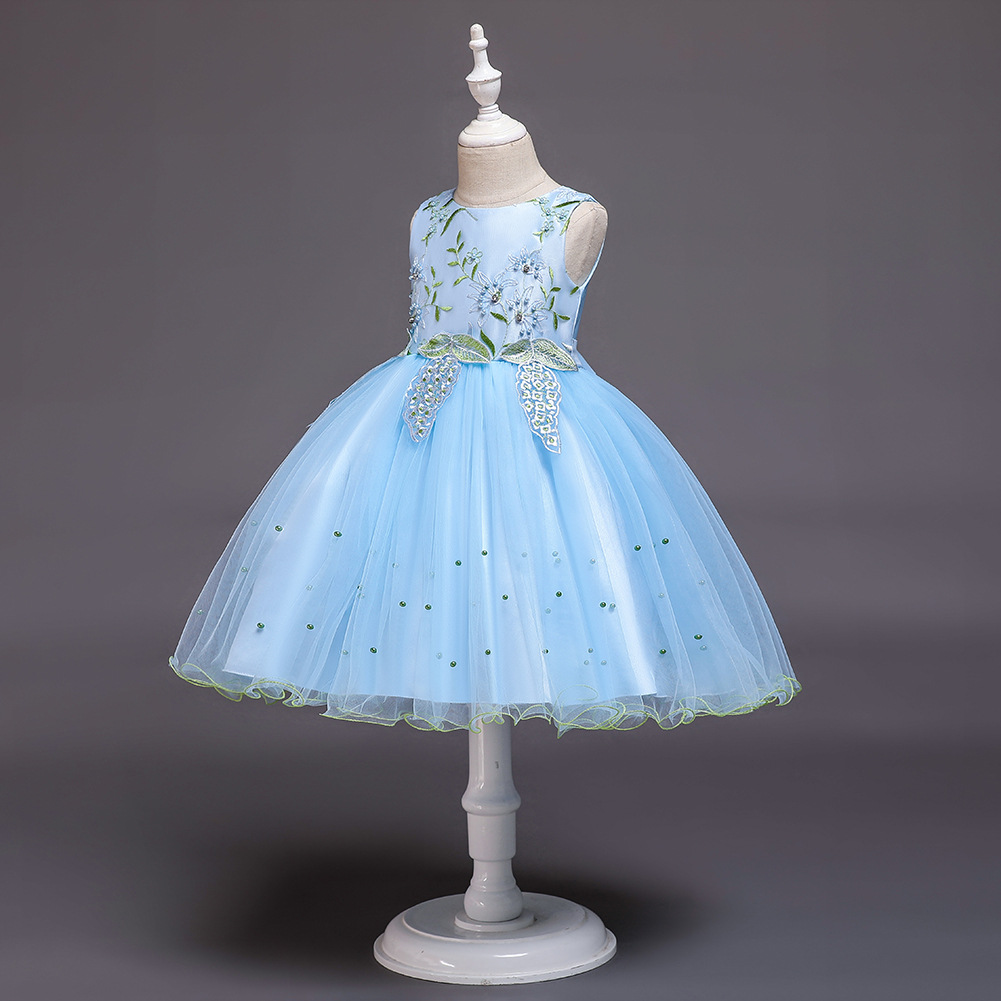 Children's Wedding Dress Princess Skirt Girl Host Catwalk Dress Summer Embroidered Sleeveless Dress display picture 1