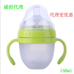 Baby bottle wide diameter straw with handle newborn child anti-colic silicone bottle manufacturer