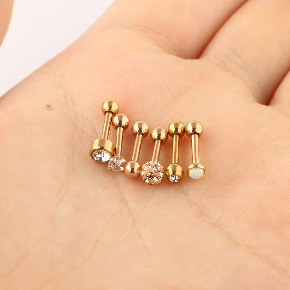 Heart Shaped 12pcs Zircon Ear Bone Nail Stainless Steel Lip Piercing Stud Set Fashion Jewelry detail image 4