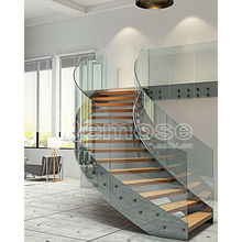 别墅定制双钢板梯 酒店钢木钢楼梯  安全儿童不锈钢玻璃楼梯
