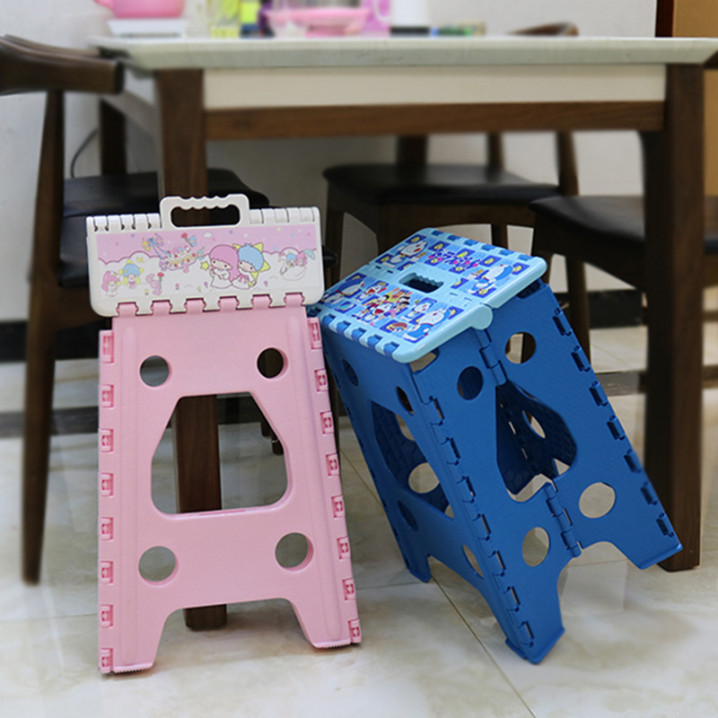 日本卡通加厚塑料折叠凳子45cm家用大号餐桌凳时尚便携收纳凳椅子|ru
