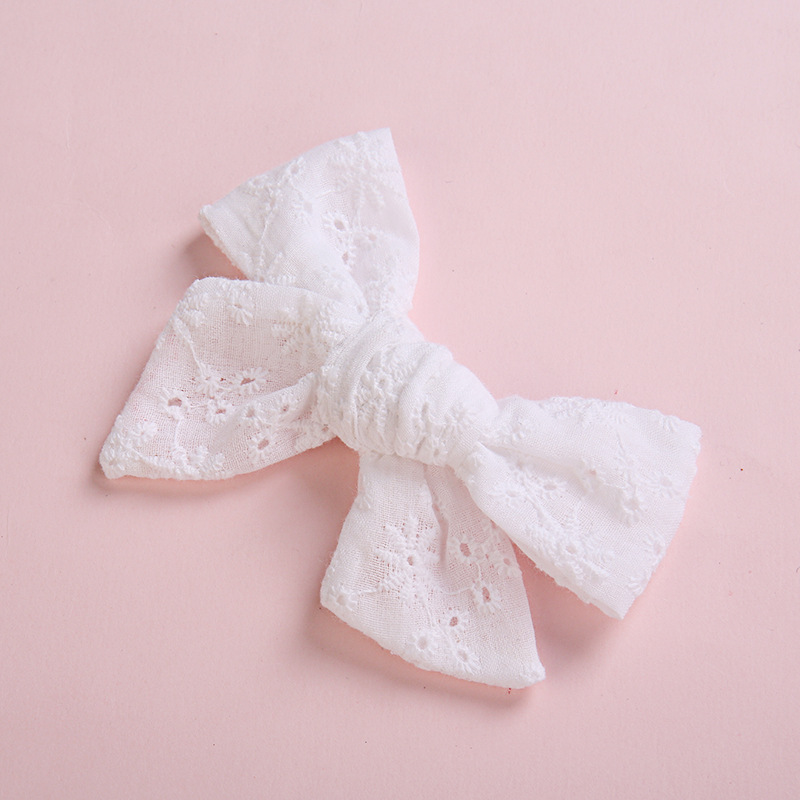 Children's Lace Bow Hairpin Cotton Lace Embroidery Pointed Clip display picture 2