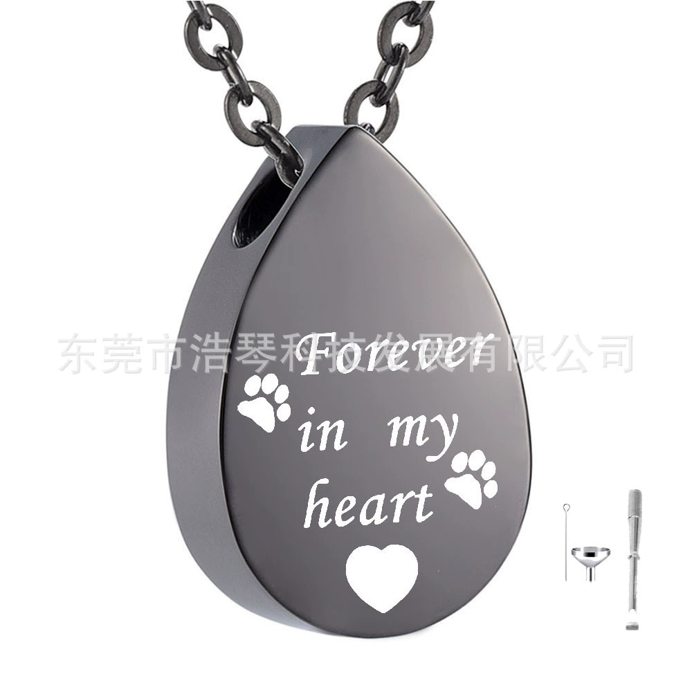 Европейская и американская мода кулон ПЭТ пепел ожерелье в форме капли лапы печати можно открыть пепел шкатулка кулон духи кулон