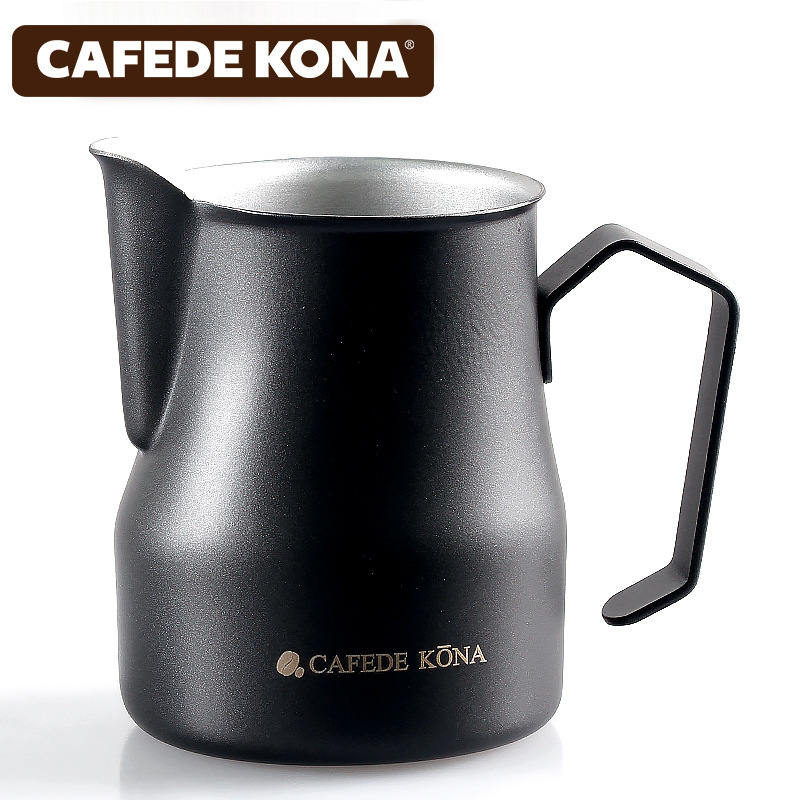 CAFEDE KONA拉花杯 尖嘴不锈钢特氟龙意式咖啡长嘴拉花缸 奶泡缸