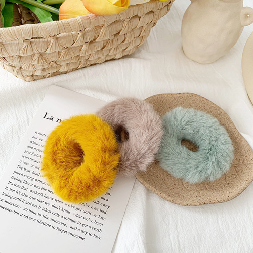 Super crispy imitation rabbit hair coil chic style versatile plush hair rope headband Korean hair accessories for women