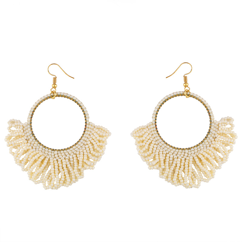 Fashion Geometric Fan-shaped Rice Beads Earrings display picture 9