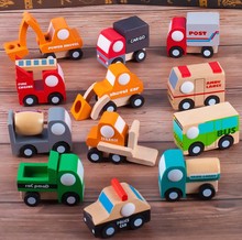 木制儿童迷你飞机战斗机玩具 宝宝男孩3-6岁工程车小汽车模型套装