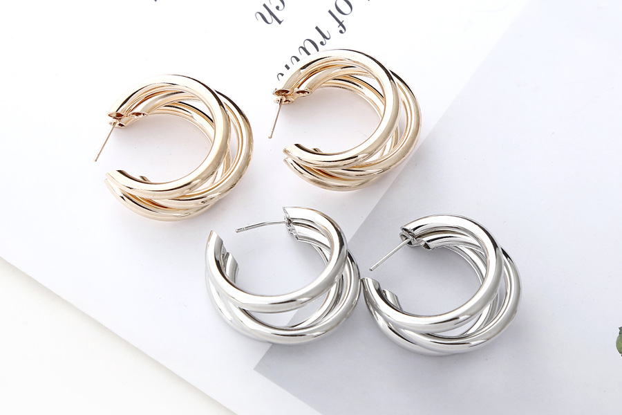 Fashion Geometric Alloy Stoving Varnish Hoop Earrings display picture 3