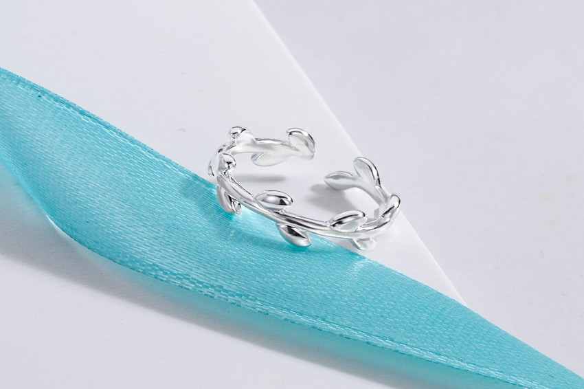 Simple Style Leaf Copper Plating Silver Plated Open Ring display picture 2