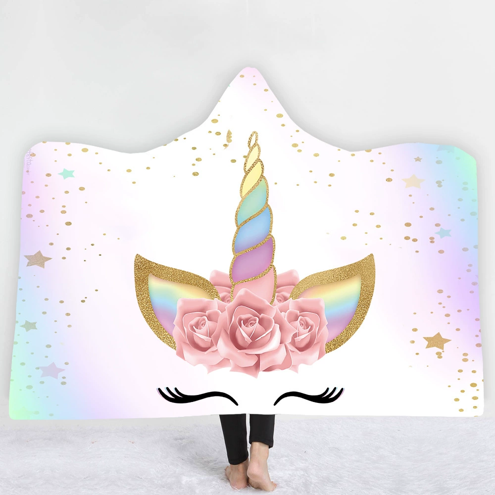 Волшебный плащ с капюшоном, одеяло, детское одеяло, шляпа, Двухслойное плюшевое одеяло, единорог, кросс-Бордер