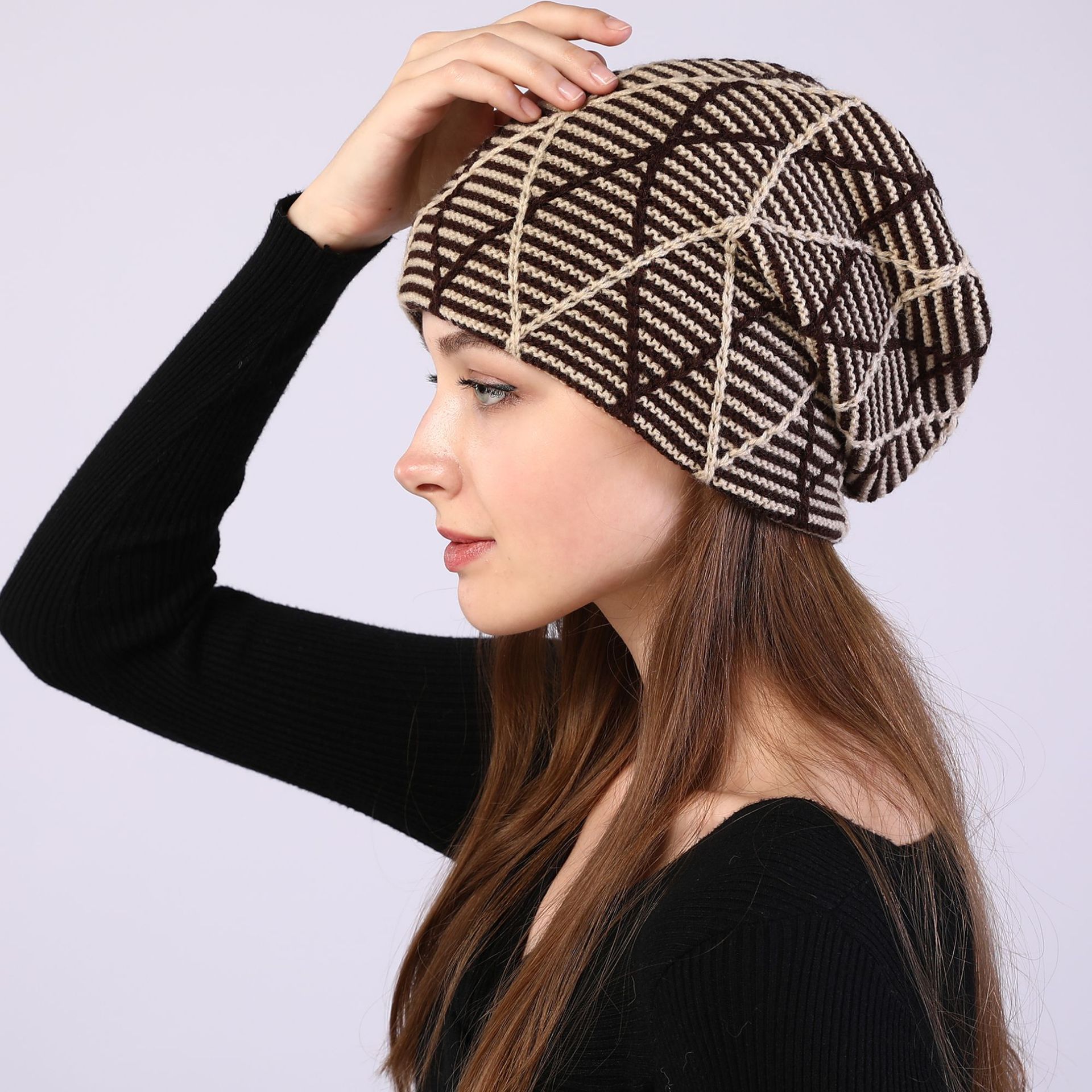 Knitted Beanie Hat For Autumn And Winter Warm Ear Protection_voghion.com