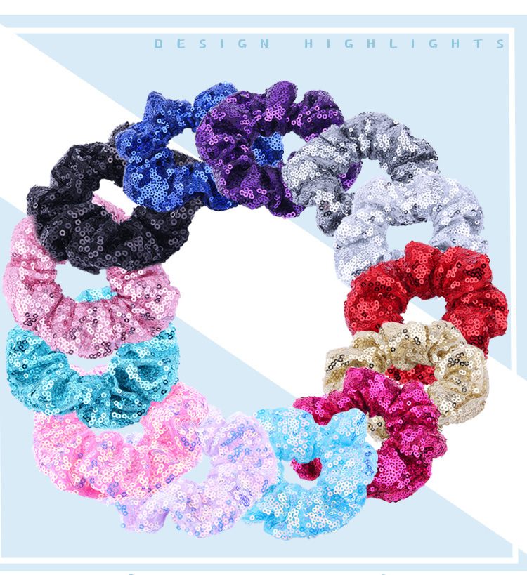 Fashion Solid Color Cloth Sequins Hair Tie 1 Piece display picture 1