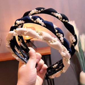 2pcs beaded hair hoop Hair clip hair band with braided pearl Hairband