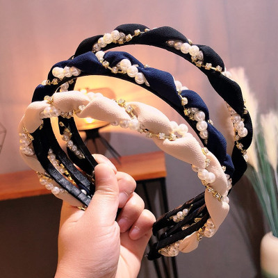 2pcs beaded hair hoop Hair clip hair band with braided pearl Hairband