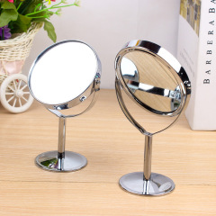 Metal desk double-sided mirror wholesale round portable rotating makeup small mirror combing mirror 1:2 magnification