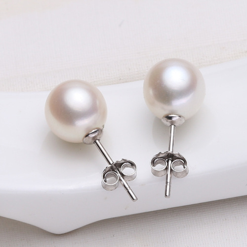 Cross-border minimalist pearl earrings for women, Korean-style beaded versatile fashionable round pearl earrings, wholesale.