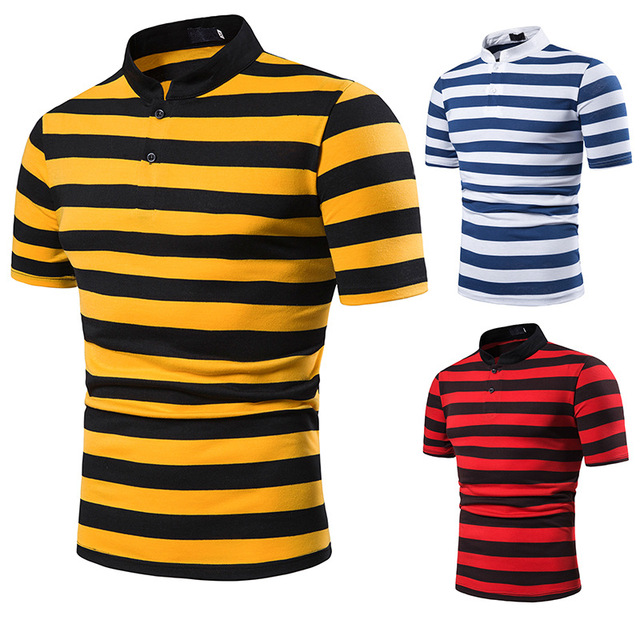 Fashion Matching Design of Short Sleeve T-shirt Thick Stripes 