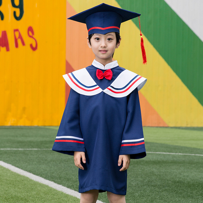 新款幼儿园学士服 儿童博士服帽毕业照服装小学幼儿毕业礼服厂家