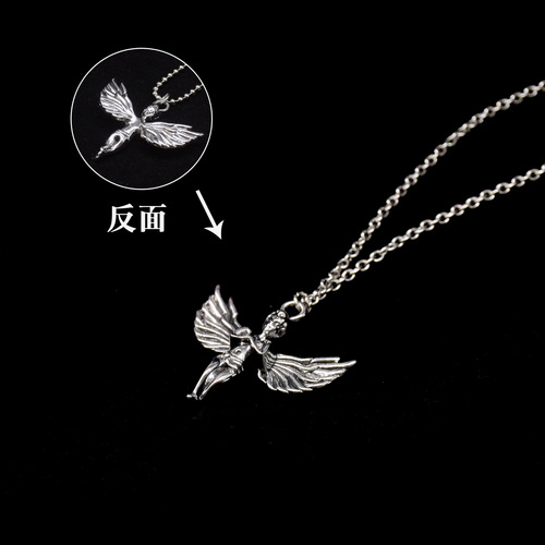 Punk cool hip-hop angel titanium steel necklace retro chic fashion influencer party pendant jewelry accessory hanger