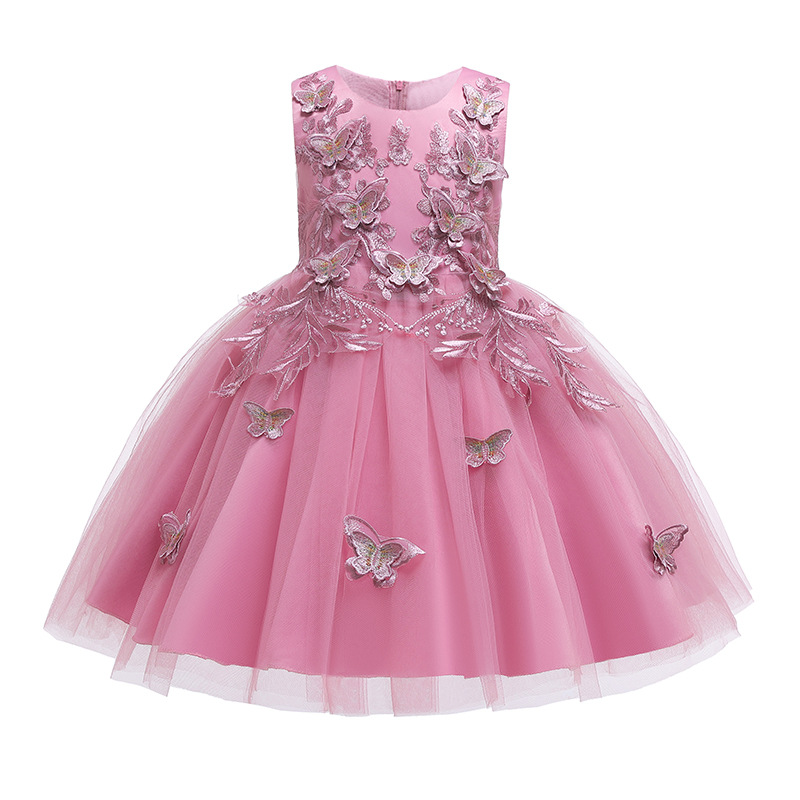 2019 nuevo transfronterizo exclusivo Amazon niñas vestido de mariposa encaje niños vestido de pasarela de una sola pieza entrega